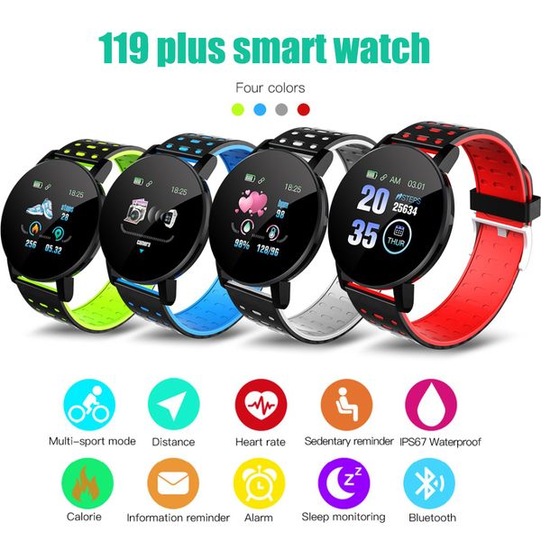 

119plus смарт wristband heart rate monitor спорт tracker смарт часы спорт smartband для android ios мужчины женщины смарт браслет