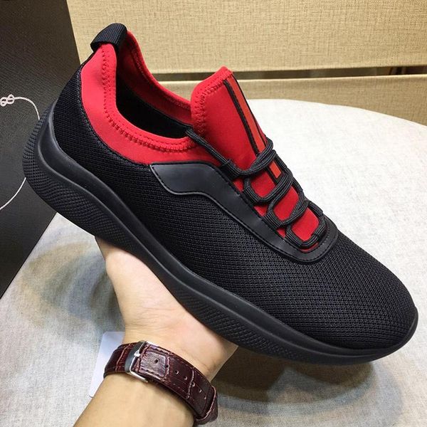 

mesh and neoprene sneakers mens shoes zapatos de hombre fashion classic comfortable soft style footwears low lace -up men shoes, Black