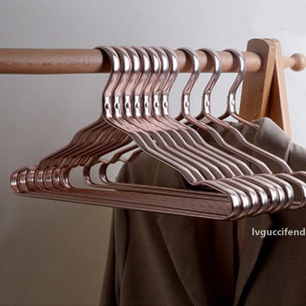

10pcs new aluminium alloy clothes coat hanger durable anti-slip dress clothing towel hangers space saving wardrobe storage rack t200211
