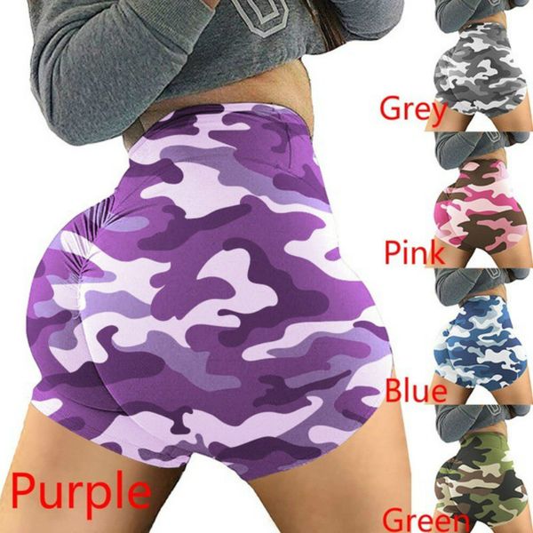 

women high waist sport shorts camouflage print buworkout running fitness leggings yoga shorts compression biker, White;black