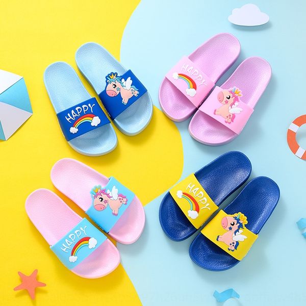 

new children' summer children children children' slippers boys' home indoor bathroom anti-skid baby cartoon unicorn slipper, Black;grey