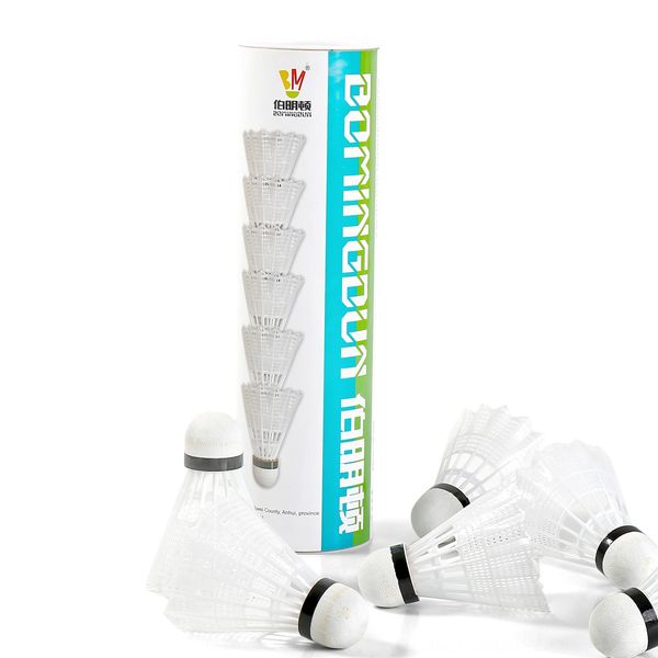 

6-piece berminton nylon resistant yellow white plastic training badminton wool ball badminton ball