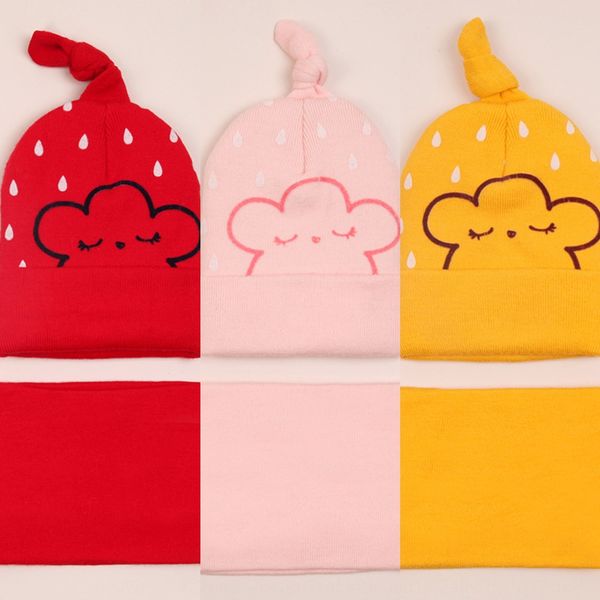 

warm baby cap baby cap autumn and winter 0-december cloud hat scarf two-piece suit men's and women's wool scarf warm knitted hat, Yellow