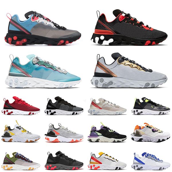 

nike react element 87 55 chaussures кроссовок разводит парус тройных черный разводили тур желтого мужские тренеров спорт кроссовки 36-45