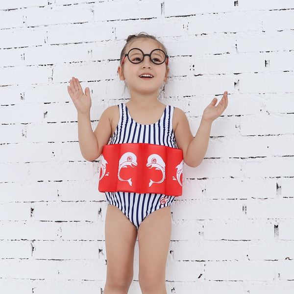 

8khoz children's girl's one-piece buoyancy floating girl children's swimwear girl's baby's one-piece buoyancy baby, Black