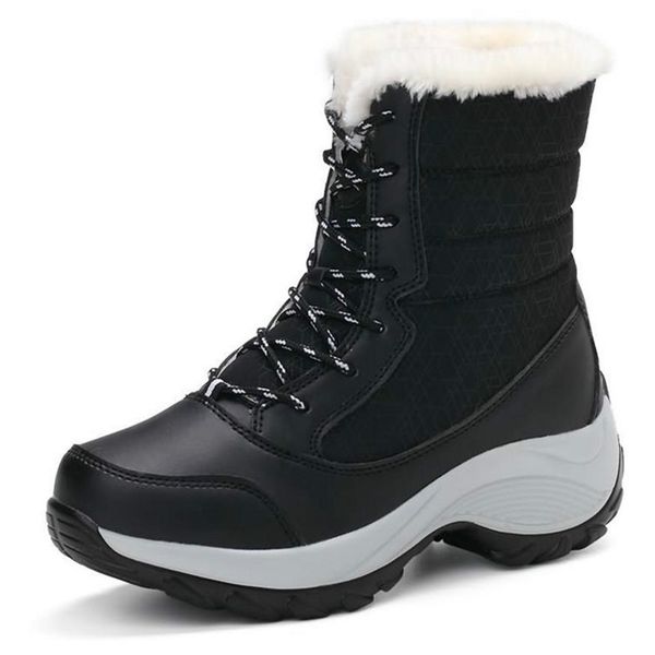 

women boots winter shoes women snow boots plus size platform winter female warm botas mujer 2020 white booties, Black