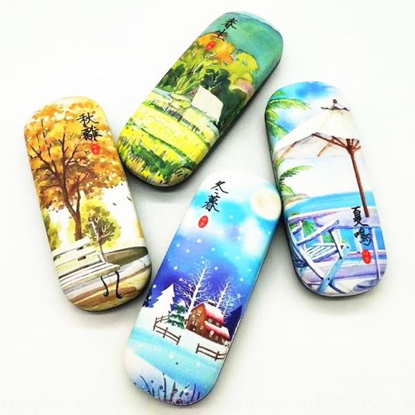 

case case iron glasses box frame glasses iron box 12 constellations cartoon color high-end pu printing, Blue