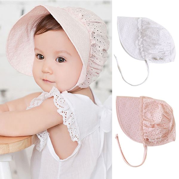 

caps & hats spring summer baby sun hat solid color hollow out cap for girls ace flower soft cotton wide toddler kids bonnet, Yellow