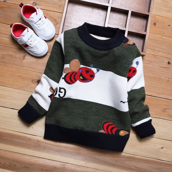 

boys' round neck coat thickened warm winter 5 children 3 baby 4 warm sweater coat sweater years old female baby plus velvet autumn 6, Blue