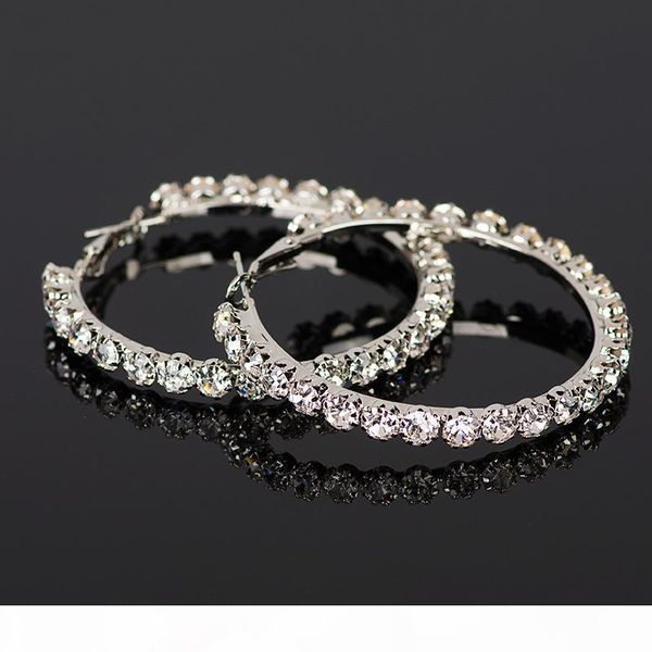 

2020 new crystal rhinestone earrings women gold sliver hoop earrings fashion jewelry earrings for women, Golden;silver