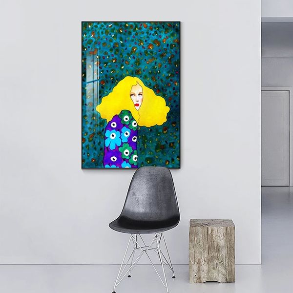 

abstract girl portrait poster & prints nordic style colorful figure canvas painting wall art pictures for bedroom modern home decor