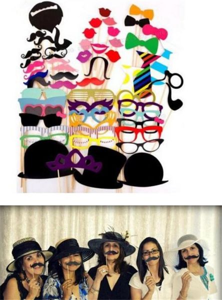 

festive 58pcs/set funny p booth props hat mustache on a stick wedding birthday party favor