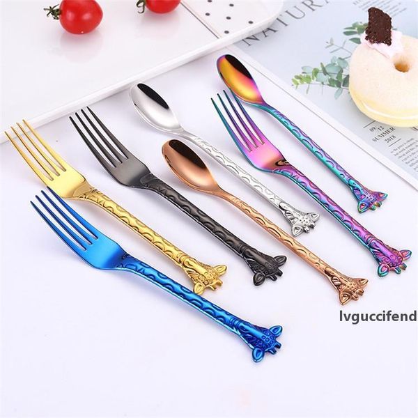 

creative giraffe spoons forks gold forks spoons pvd plated colored stainless steel 304 dessert forks spoons