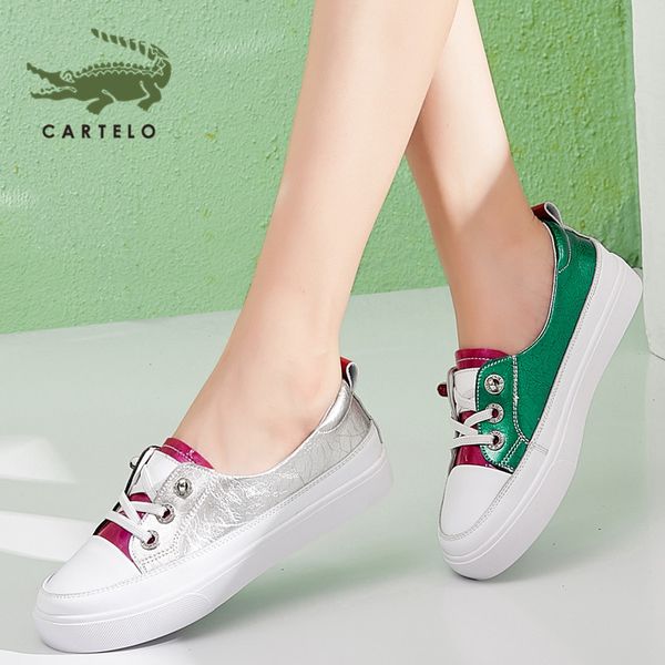 

cartelo fashion women's shoes shallow flat shoes korean breathable small white wild sports women, Black