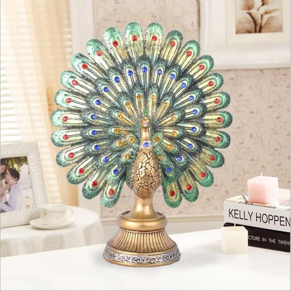 

blue proud as a peacock creative resin ornament art crafts colorful peacock animal handicraft ornament wedding decoration figurine