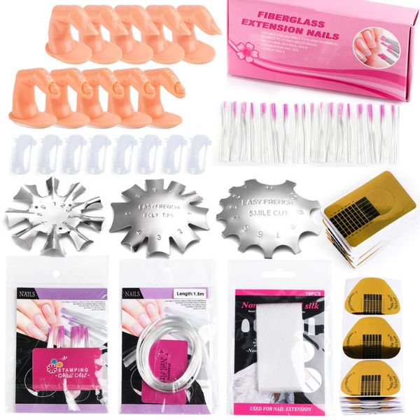 

nail extension fiberglass nail forms non-woven tools set uv gel building tip fake finger practice display model tool sa1602