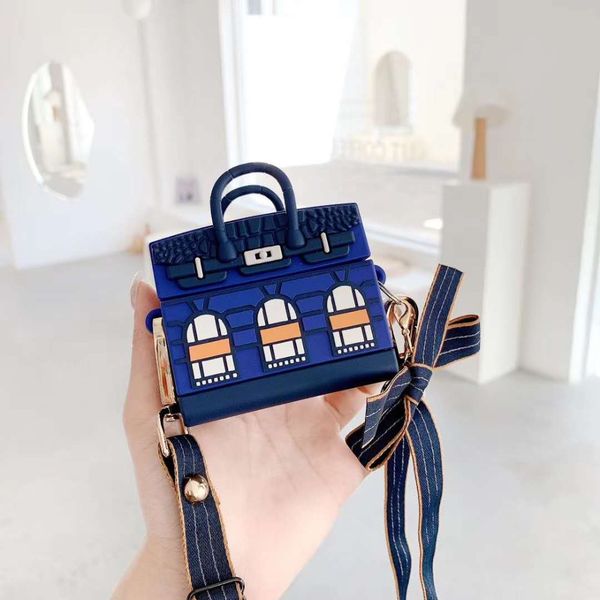 

3d luxurious handbag case for airpods 1 2 pro charging box soft silicone wireless bluetooth earphone protective cover bow