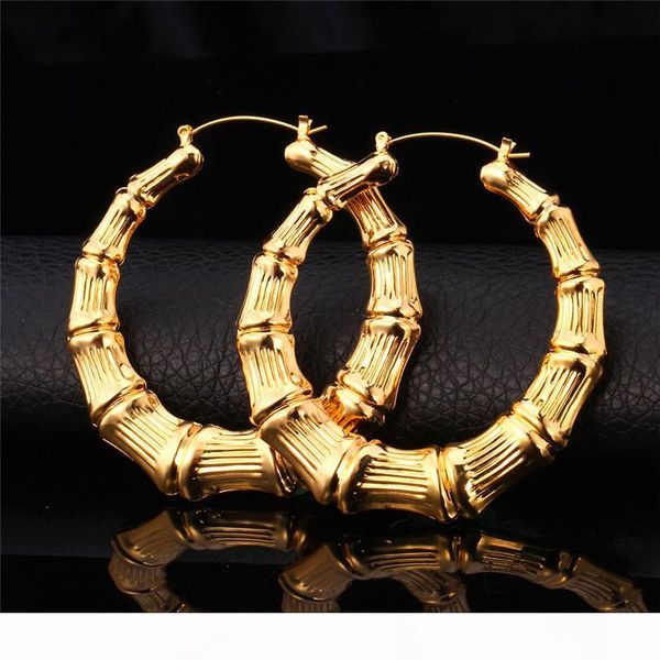 

item 18k real gold plated bamboo grain hoop earrings gift jewelry wholesale for women ye664, Golden;silver