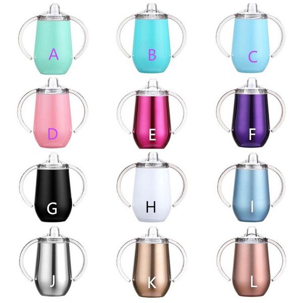 

10oz baby sippy cup travel mugs water cups double wall stainless steel tumbler with handle straw and lid a08