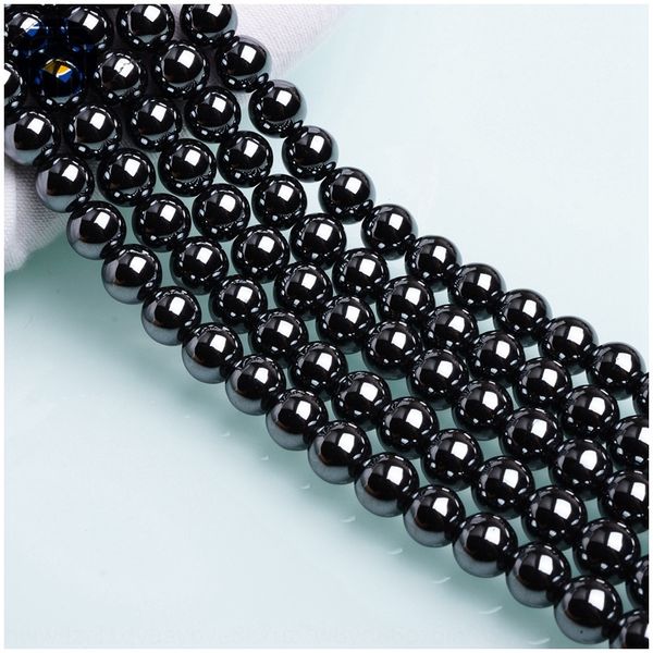 

natural diy accessories bracelet blackstone scattered beads diy handmade accessories semi-finished bracelet necklace round beads, Silver