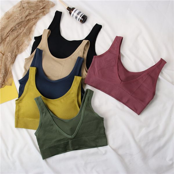 

seamless vest bra slim crop new no steel ring ladies slim vest, White;black