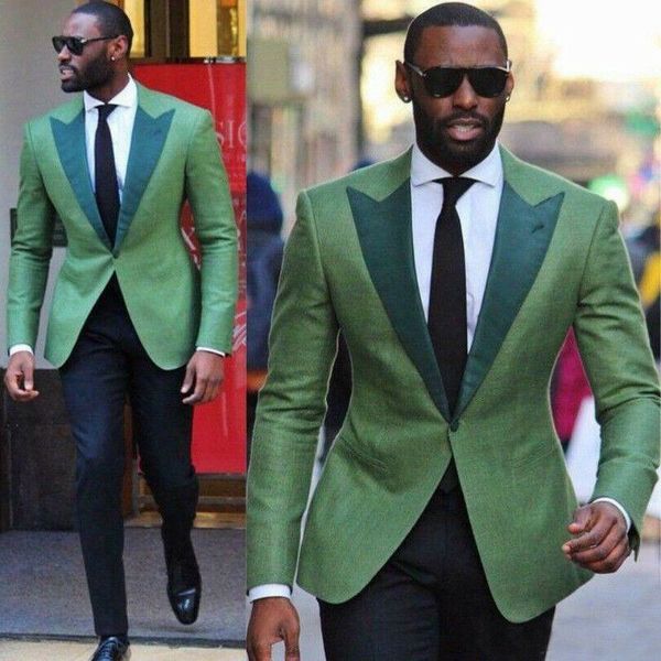 

mint green mens suit selling one button peaked lapel groom wedding prom party dinner tuxedos custom made 2 pieces, Black;gray