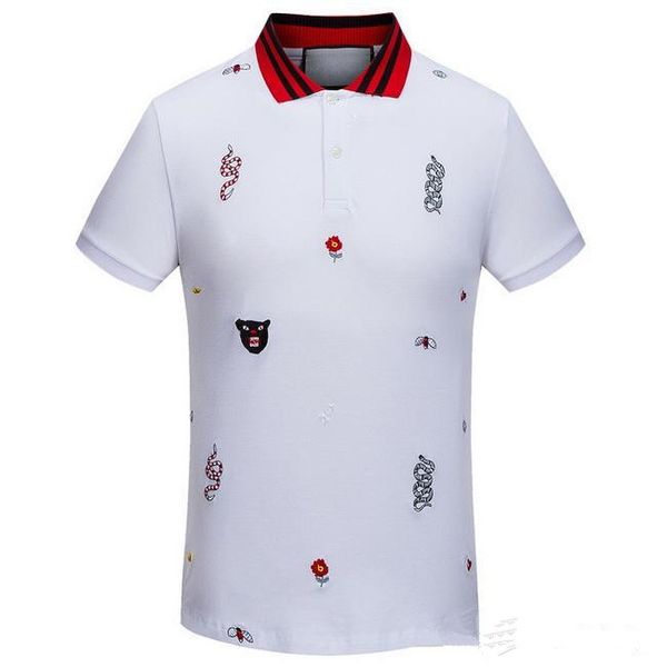 

mens summer polo t shirts high street embroidery garter snakes little bee printing clothing mens fashion polo shirt, White;black