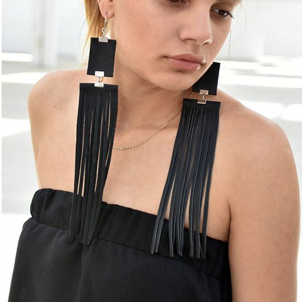 

yd&ydbz new leather earrings women fashion high street long earrings jewelry 5 colors bohemia drop earring ear accessories party, Silver