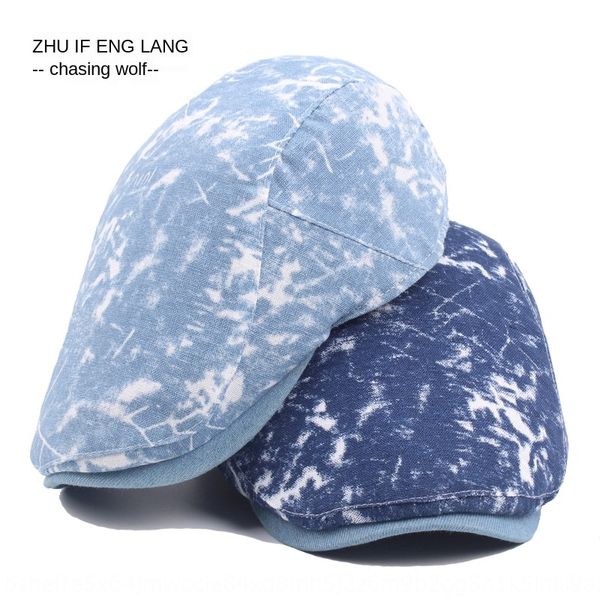 

washed denim bay cap beret female beret hat korean fashion sun hat british style forward cap male, Blue;gray