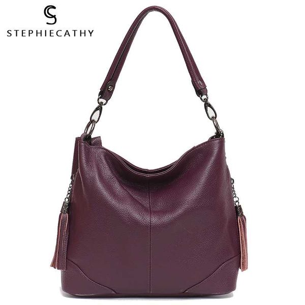 

sc fashion leather shoulder bags for women casual tassels handbags female genuine leather hobo bag daily crossbody messenger bag
