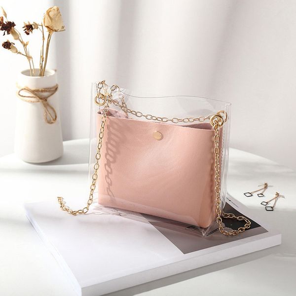 

bags for women fashion solid transparent shoulder messenger bag crossbody bag phone pouch beach hasp pack t1