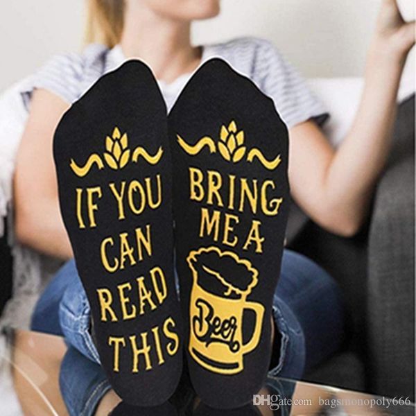 

смешные если вы можете прочитать это принеси мне пиво pattern новизна art christmas gift юмор слова носки hipster rock punk club носок, Black