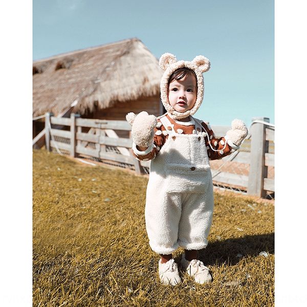 

girls' belt thick thick crawler jia hou ku 2020 new children's pants girls' foreign-style lamb wool thickened pants, Blue