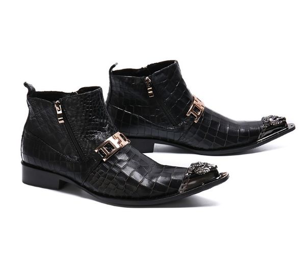 

классический металл остроконечные toe мужской оксфорды из натуральной кожи мужчин платье партии броги человек lacp-up обувь, Black