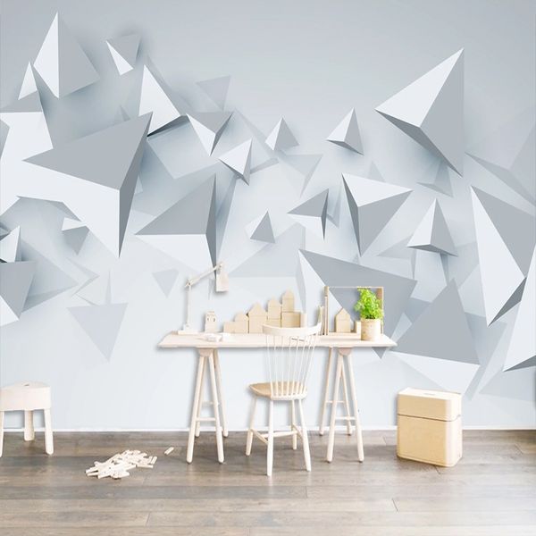 Özel Fotoğraf Kağıdı 3D Stereoskopik Soyut Geometrik Sanat Duvar Boyama Modern Oturma Odası Ofis Duvar Dekor Yatak Odası Mural