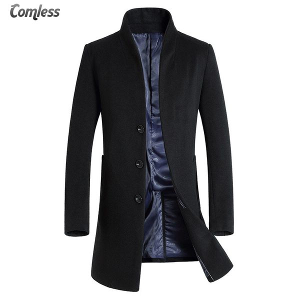 

2020 новая зимняя шерсть пальто мужчины длинные секции толстые шерстяные пальто мужчины повседневная мода куртки casaco palto peacoat мужчин, Tan;black