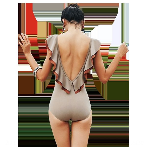 

jsmgq women's new super fairy one-piece internet celebrity slimming gathered back backless vacation swim swimsuit spring swimming, White;black