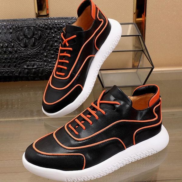 

fast delivery volte sneaker mens shoes fashion leather design type footwears luxury breathable lace -up casual men shoes herren sportschuhe, Black