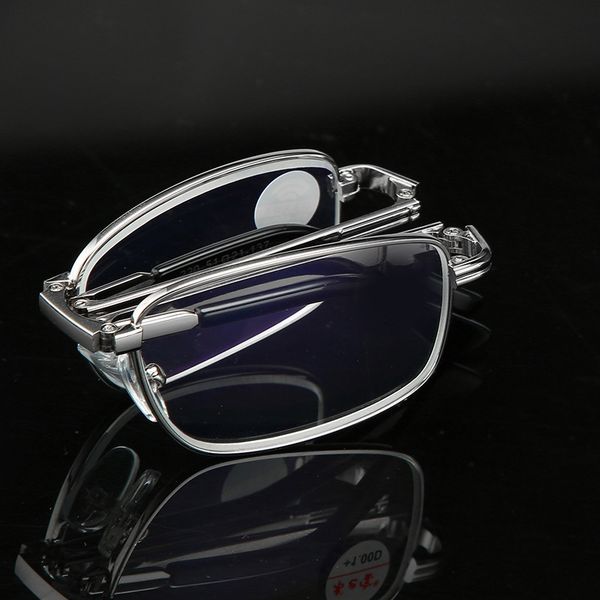 

new fashion folding anti-blue light comfortable hd metal presbyopic glasses simple portable presbyopic glasses, Silver