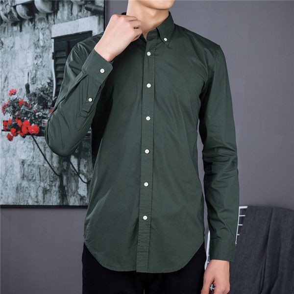 

men's business casual shirts, thin cotton design, solid color shirts, high-quality embroidered long-sleeved, White;black