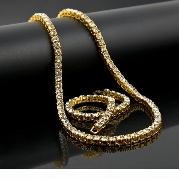 

h блестящая однорядные 5мм кристалл кубический цирконий цепи майами кубинский link ожерелье браслет ювелирные наборы hip hop bling ювелирные, Silver