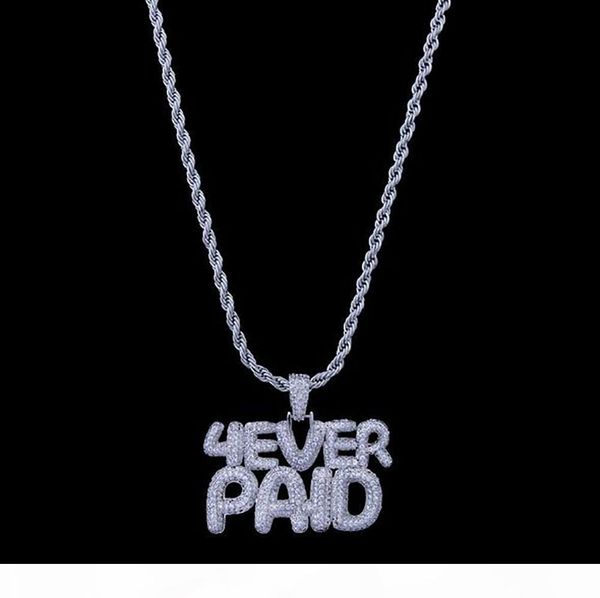 

r iced out cz bling 4everpaid pendant necklace mens micro pave cubic zirconia simulated diamonds necklace foreverpaid, Silver