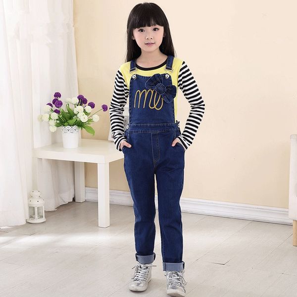 

2020 autumn женских sling детские брюки бабочка детские ночной рынок стойло брюки лук джинсовые брюки suspender, Blue