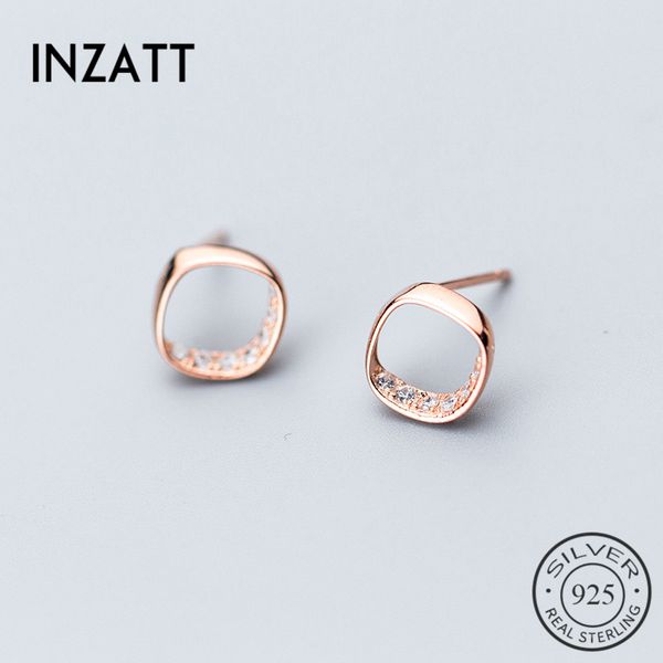 

inzaclassic zircon stud earrings rose gold color for women anniversary fine jewelry 925 sterling silver accessories gift, Golden;silver