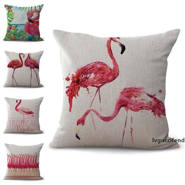 

tropical flamingo pillow case cushion cover linen cotton 180gsm throw square pillowcase cover 11 color options custom free
