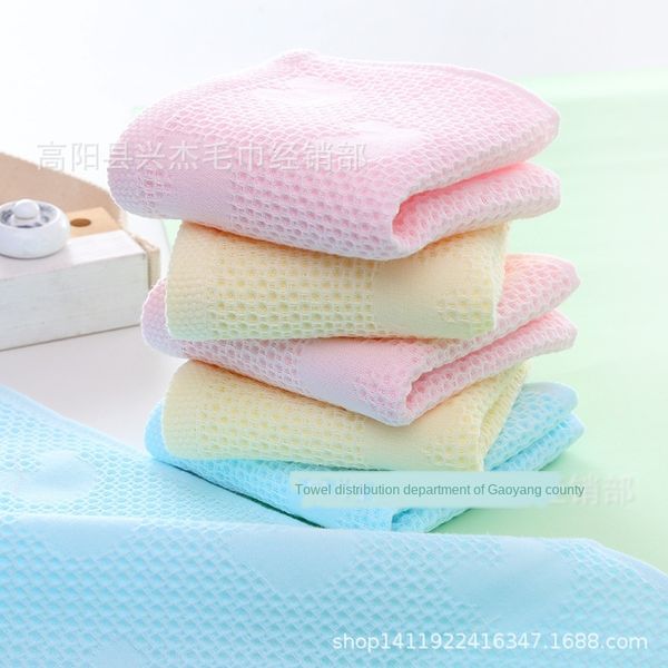 

waffger children's double-sided honeycomb grid gauze light and easy to dry absorbent cotton towel household facial towel
