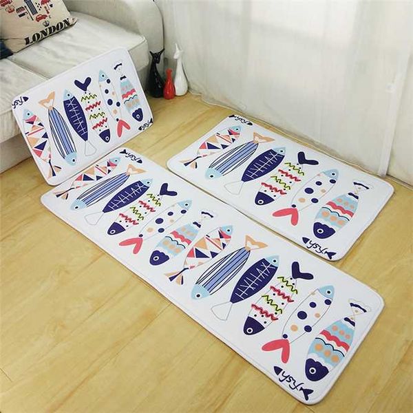 

creative fish kitchen mat anti-slip area rugs living room balcony bathroom flannel carpet doormat hallway bath mat home decor