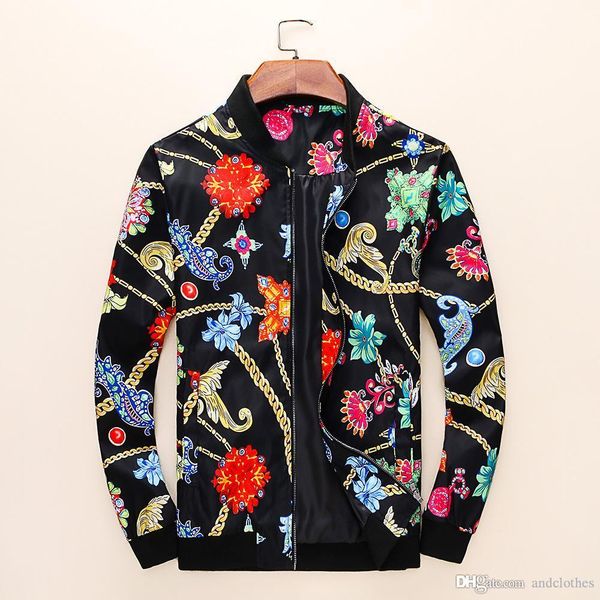 

mens 2019 luxury designer clothes mens designer jacket fashion long-sleeved streetwear jackets floral cardigan zipper size m-3xl, Black;brown