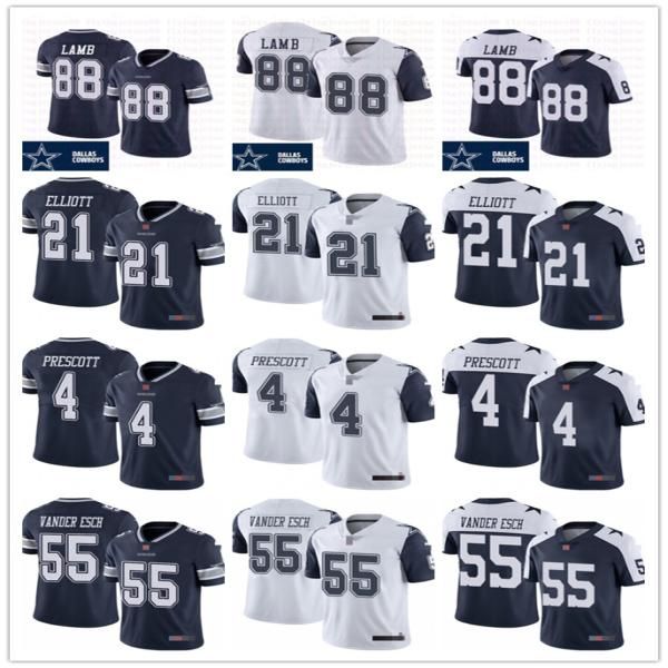 

mens dallas cowboys 21 ezekiel elliott 4 dak prescott 88 ceedee lamb 55 leighton vander esch white navy football jerseys, Black;red