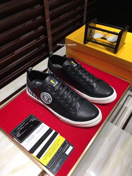 

2021-2020r new genuine leather men 's sports shoes large size fashion wild lace -up sneakers low -comfortable breathable tide shoe, Black